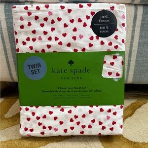Kate Spade Red Heart Twin Sheet Set